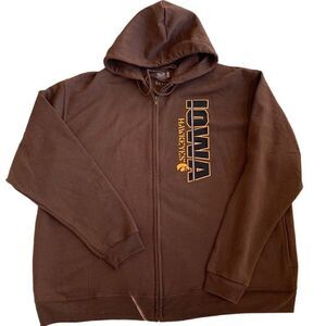 Vintage‎ Iowa Hawkeyes Zip-up brown hoodie oversized sweatshirt size xl